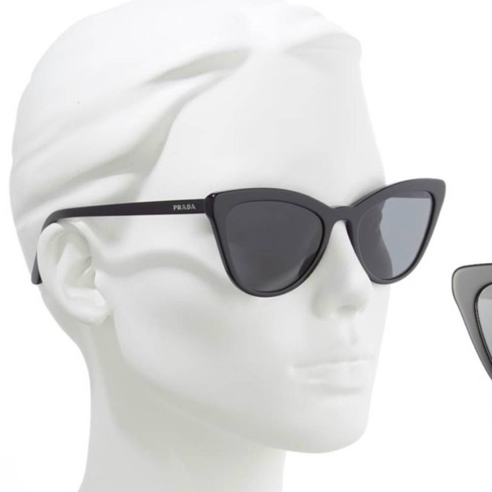 Prada Black Cat-Eye Sunglasses with Dark Lenses - Picture 2 of 12